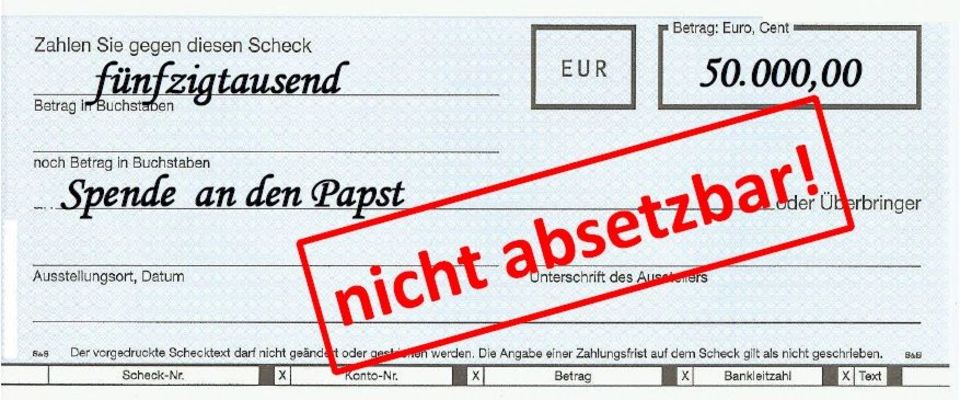 Spende an den Papst nicht absetzbar